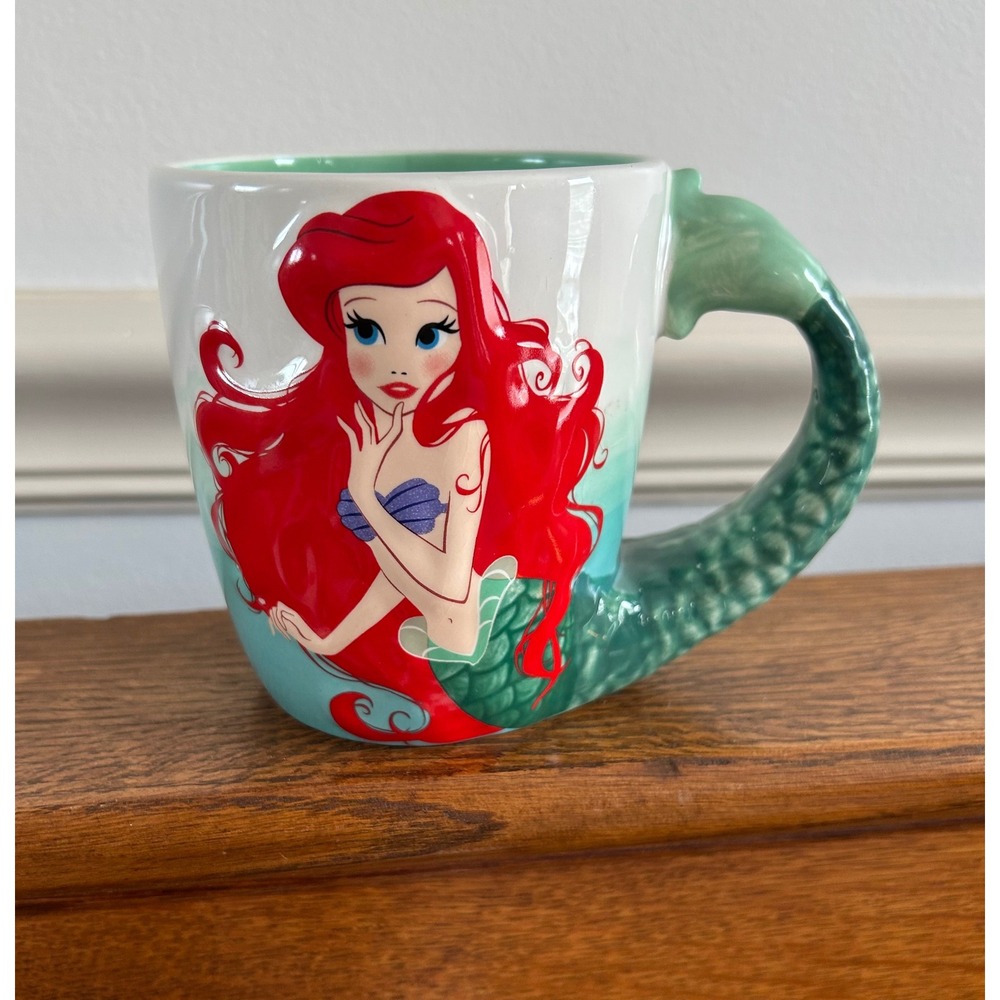 Disney The Little Mermaid Ariel Mug Jumping Beans 3D Sculpted Tail Handle Teal